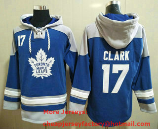 Men's Toronto Maple Leafs #17 Wendel Clark Blue Ageless Must Have Lace Up Pullover Hoodie