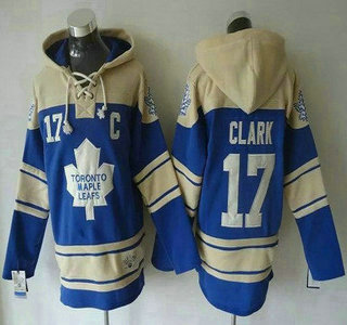 Men's Toronto Maple Leafs #17 Wendel Clark Old Time Hockey Light Blue Hoody