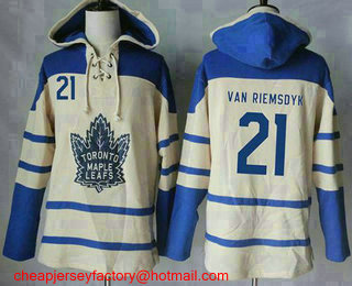 Men's Toronto Maple Leafs #21 James Van Riemsdyk Cream Sawyer Hooded Sweatshirt Stitched NHL Jersey
