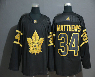 Men's Toronto Maple Leafs #34 Auston Matthews Black Golden Adidas Stitched NHL Jersey