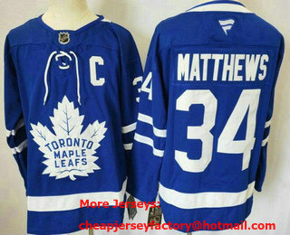 Men's Toronto Maple Leafs #34 Auston Matthews Blue 2024 Stitched Jersey