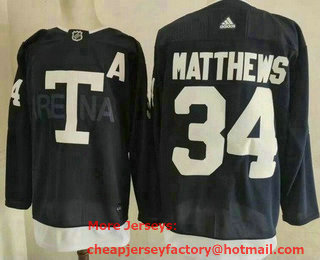 Men's Toronto Maple Leafs #34 Auston Matthews Navy 2022 Heritage Classic Authentic Jersey