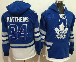 Men's Toronto Maple Leafs #34 Auston Matthews Old Time Hockey 2016 Royal Blue Hoodie