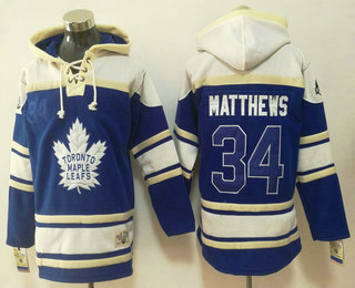 Men's Toronto Maple Leafs #34 Auston Matthews Old Time Hockey Light Blue Hoodie