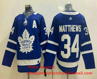 Men's Toronto Maple Leafs #34 Auston Matthews Royal Blue With A Patch Adidas Stitched NHL Jersey