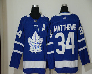 Men's Toronto Maple Leafs #34 Auston Matthews Royal Blue With A Patch Home Stitched NHL Jersey