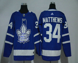 Men's Toronto Maple Leafs #34 Auston Matthews Royal Blue With Handwork Sequin Fashion Team Logo Home 2017-2018 Hockey Stitched NHL Jersey