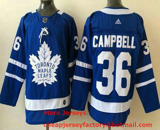 Men's Toronto Maple Leafs #36 Jack Campbell Blue Stitched Jersey