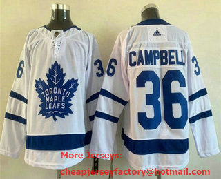 Men's Toronto Maple Leafs #36 Jack Campbell White Adidas Stitched NHL Jersey