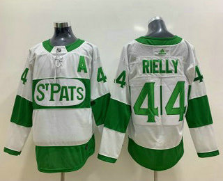 Men's Toronto Maple Leafs #44 Morgan Rielly White 2019 St. Patrick's Day Adidas Stitched NHL Jersey