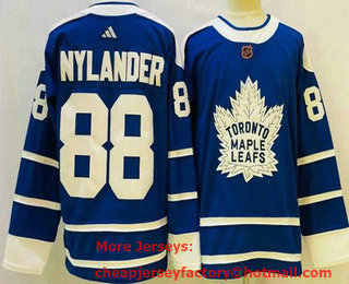 Men's Toronto Maple Leafs #88 William Nylander Blue 2022 Reverse Retro Authentic Jersey