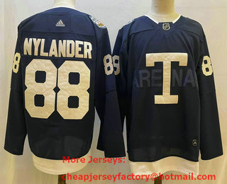 Men's Toronto Maple Leafs #88 William Nylander Navy Blue 2022 Heritage Classic Stitched Jersey
