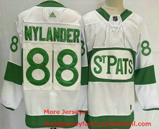 Men's Toronto Maple Leafs #88 William Nylander White 2019 St Pats Stitched Jersey
