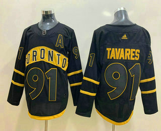 Men's Toronto Maple Leafs #91 John Tavares Black Adidas Stitched NHL Jersey