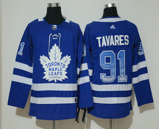 Men's Toronto Maple Leafs #91 John Tavares Blue Drift Fashion Adidas Jersey