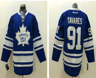 Men's Toronto Maple Leafs #91 John Tavares Blue Third Stitched NHL Reebok Hockey Jersey
