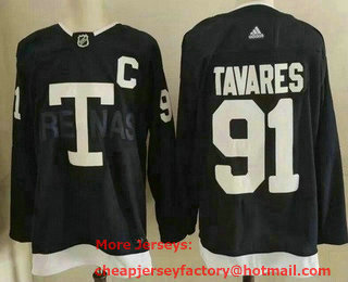 Men's Toronto Maple Leafs #91 John Tavares Navy 2022 Heritage Classic Authentic Jersey