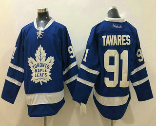 Men's Toronto Maple Leafs #91 John Tavares Royal Blue 2016-17 Home 100TH Anniversary Stitched Reebok Hockey Jersey