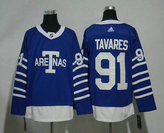 Men's Toronto Maple Leafs #91 John Tavares Royal Blue Arenas 2017-2018 Hockey Stitched NHL Jersey