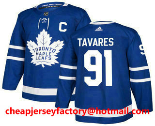 Men's Toronto Maple Leafs #91 John Tavares Royal Blue Home Stitched C Patch NHL Jersey
