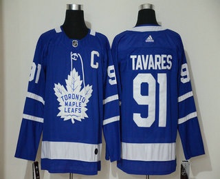 Men's Toronto Maple Leafs #91 John Tavares Royal Blue With C Patch Home Stitched NHL Jersey