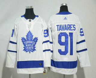 Men's Toronto Maple Leafs #91 John Tavares White Away Stitched NHL Jersey