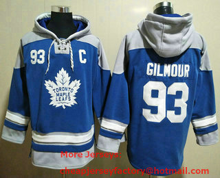 Men's Toronto Maple Leafs #93 Doug Gilmour Blue Ageless Must Have Lace Up Pullover Hoodie