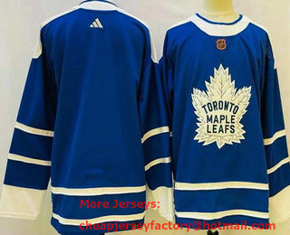 Men's Toronto Maple Leafs Blank Blue 2022 Reverse Retro Authentic Jersey