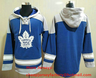 Men's Toronto Maple Leafs Blank Blue Ageless Must Have Lace Up Pullover Hoodie