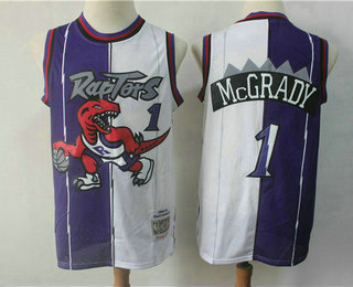 Men's Toronto Raptors #1 Tracy McGrady Purple White Two Tone Stitched NBA 1998-99 Hardwood Classic Swingman Jersey