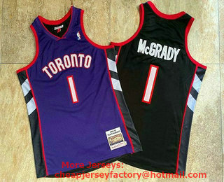 Men's Toronto Raptors #1 Tracy McGrady Purple with Black 1999-00 Hardwood Classics Soul AU Throwback Jersey
