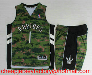 Men's Toronto Raptors #1 Tracy McGrady Revolution 30 Swingman Camo Canada Flag Jersey With Camo Shorts