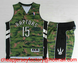 Men's Toronto Raptors #15 Vince Carter Revolution 30 Swingman Camo Canada Flag Jersey With Camo Shorts