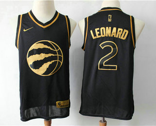 Men's Toronto Raptors #2 Kawhi Leonard Black Golden Edition Nike Swingman Jersey