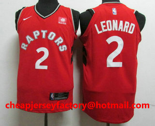 Men's Toronto Raptors #2 Kawhi Leonard Red 2018 Nike Authentic Sun Life Stitched NBA Jersey