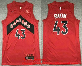 Men's Toronto Raptors #43 Pascal Siakam Red 2021 Nike Swingman Stitched Jersey With Sponsor Logo