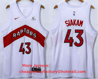 Men's Toronto Raptors #43 Pascal Siakam White 2021 Nike Swingman Stitched Jersey With Sponsor Logo