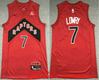 Men's Toronto Raptors #7 Kyle Lowry Red 2021 Nike Swingman Stitched Jersey With Sponsor Logo
