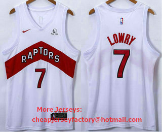 Men's Toronto Raptors #7 Kyle Lowry White 2021 Nike Swingman Stitched Jersey With Sponsor Logo