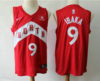 Men's Toronto Raptors #9 Serge Ibaka Red Nike Swingman 2018 playoffs Earned Edition Stitched Jersey With The Sponsor Logo