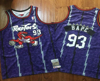 Men's Toronto Raptors #93 Bape Mitchell & Ness x BAPE 1998-99 Purple Swingman Jersey