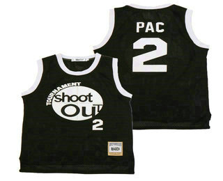 Men's Tournament Shakur Tupac #2 PAC Shoot Out Black Swingman Basketball Jersey