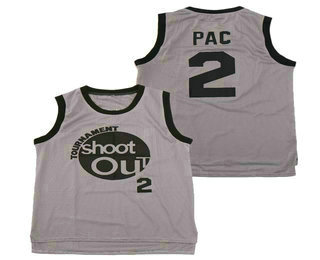 Men's Tournament Shakur Tupac #2 PAC Shoot Out Gray Swingman Basketball Jersey