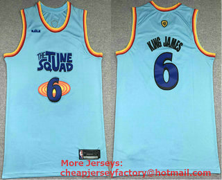 Men's Tune Squad #6 LeBron James King James Nickname Blue Nike Swingman Jersey