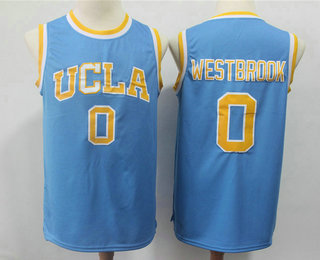 Men's UCLA Bruins #0 Russell Westbrook Light Blue College Basketball Swingman Stitched NCAA Jersey