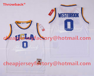 Men's UCLA Bruins #0 Russell Westbrook White College Basketball Swingman Stitched Throwback Jersey