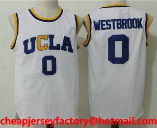 Men's UCLA Bruins #0 Russell Westbrook White College Basketball Swingman Stitched NCAA Jersey