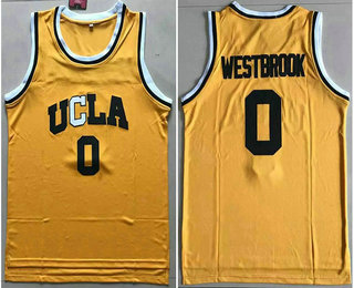 Men's UCLA Bruins #0 Russell Westbrook Yellow College Basketball Swingman Stitched NCAA Jersey