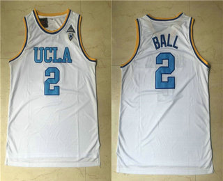 Men's UCLA Bruins #2 Lonzo Ball White College Basketball Swingman Stitched Jersey