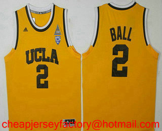 Men's UCLA Bruins #2 Lonzo Ball Yellow College Basketball 2017 Swingman Stitched NCAA Jersey